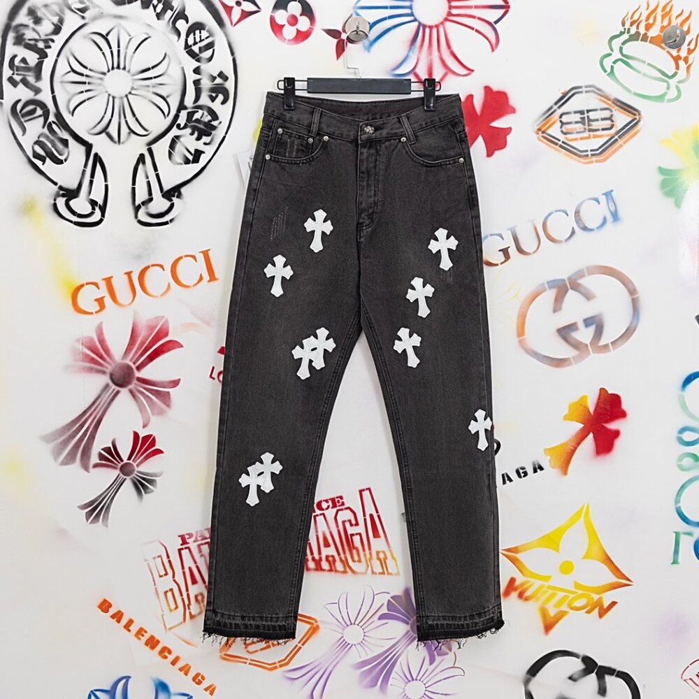 Chrome Hearts Black and White Cross Embroidered Applique